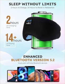 Foto 3 | Foto 3 | Auriculares para Dormir MUSICOZY Bluetooth 5.2 con Diadema y Máscara para Ojos - Venta Internacional