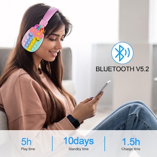 Foto 6 | Foto 6 | Auriculares Bluetooth Wesadn Ah-806 Rosa para Niños/Adultos - Venta Internacional