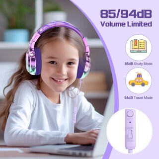 Foto 5 | Foto 5 | Auriculares Qearfun Kids Con Micrófono Y Límite De Volumen Deep Purple - Venta Internacional.