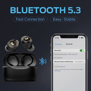 Foto 2 | Foto 2 | Auriculares Inalámbricos Monster Achieve 300 Airlinks Bluetooth Negros - Venta Internacional.