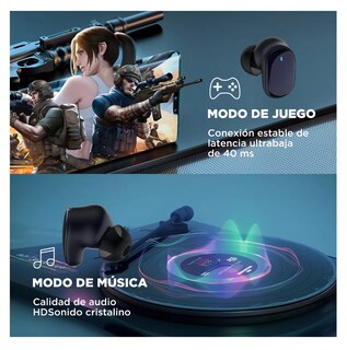 Foto 2 | Foto 2 | Auriculares In-ear Gamer Inalámbricos Htc Tws7 Con Luz Led Blanco/negro