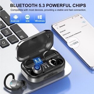 Foto 5 | Foto 5 | Auriculares Inalámbricos Pomuic 120h Playtime Bluetooth 5.3 Ipx7 Gris - Venta Internacional