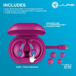 Foto 7 | Foto 7 | Auriculares Bluetooth Jlab Jbuds Sport Anc 4 Con Funda De Carga Rosa - Venta Internacional.