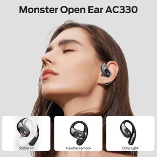 Foto 2 | Foto 2 | Auriculares Inalámbricos Monster Open Ear Buds Bluetooth 5.4 Negros - Venta Internacional.