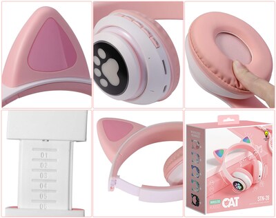 Foto 4 | Foto 4 | Auriculares Inalámbricos Tcjj Kids Cat Ear Led Bluetooth Con Micrófono - Venta Internacional.