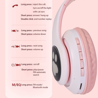Foto 5 | Foto 5 | Auriculares Inalámbricos Tcjj Kids Cat Ear Led Bluetooth Con Micrófono - Venta Internacional.