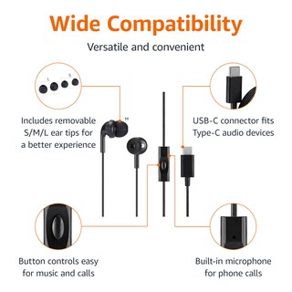 Foto 2 | Foto 2 | Auriculares Con Cable Amazon Basics Usb-c Con Micrófono Negros - Venta Internacional.