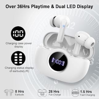 Foto 5 | Foto 5 | Auriculares Inalámbricos Rinsmola G21pro Bluetooth 5.4 36 Horas Blancos - Venta Internacional.