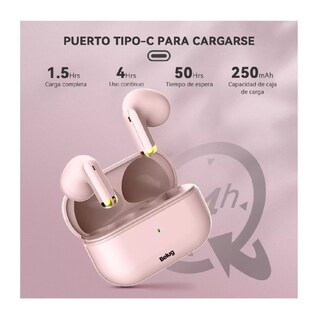 Foto 2 | Foto 2 | Audífonos Inalámbricos Mini Micrófono Para Ios Android Bt5.3 Rosa Belug