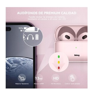 Foto 3 | Foto 3 | Audífonos Inalámbricos Mini Micrófono Para Ios Android Bt5.3 Rosa Belug