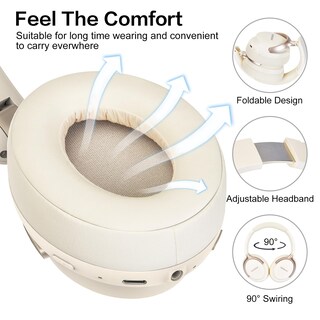 Foto 3 | Foto 3 | Auriculares Bluetooth Rorsou B8 Over Ear 50h Playtime Beige - Venta Internacional.