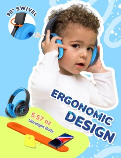 Foto 5 | Foto 5 | Auriculares Bluetooth Iclever Bth18 Kids Led 43h Playtime Negros - Venta Internacional.
