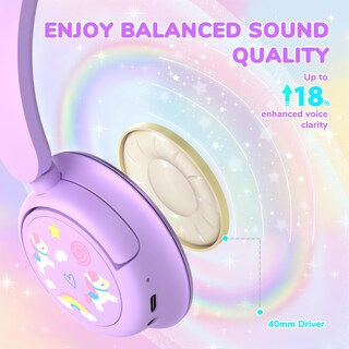 Foto 4 | Foto 4 | Auriculares Bluetooth Iclever Bth22 Para Niños, 60 Horas De Reproducción, Morado/verde - Venta Internacional.
