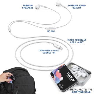 Foto 3 | Foto 3 | Auriculares Usb-c Con Cable Ludos Ferox Con Micrófono Para Iphone Y Samsung - Venta Internacional.