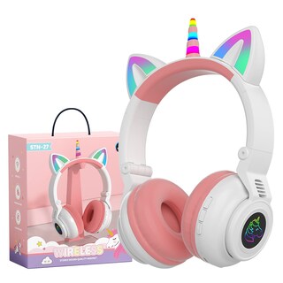 Foto 1 | Foto 1 | Auriculares Yusonic Unicorn Kids Bluetooth Plegables En Blanco Y Rosa - Venta Internacional.
