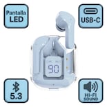 Audífonos Inalámbricos Bluetooth Pro Azul Claro con Cancelación de Ruido, Sonido HD y Estuche de Carga