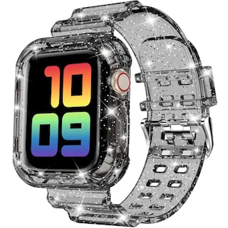 Foto 1 | Foto 1 | Venta Internacional - Dabaoza Compatible Para Clear Apple Watch Band 45 Mm 44 Mm 42 Mm Con Estuche, Girl Girl Glitter Bling Str