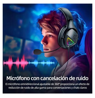 Foto 4 | Foto 4 | Audífonos Gamer Diadema Con Microfono Led Rgb Negro