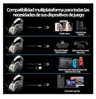 Foto 3 | Foto 3 | Audífonos Gamer Para Xbox Pc K10 Con Microfono Y Led Rgb Color Negro/beige