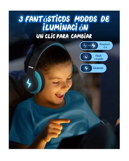 Foto 2 | Foto 2 | Auriculares Bluetooth Diadema Inalámbricos 45 H Para Niños Negro Azul Belug