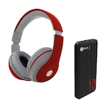Set Audifonos Bluetooth Rojo y Power Bank