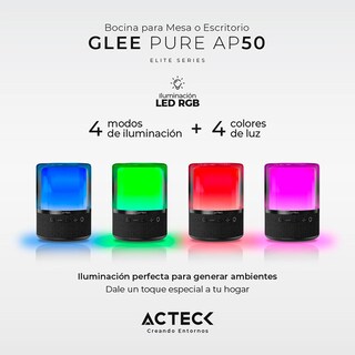 Foto 3 | Foto 3 | Bocina Portátil Acteck Inalámbrica Luz Led color Negro