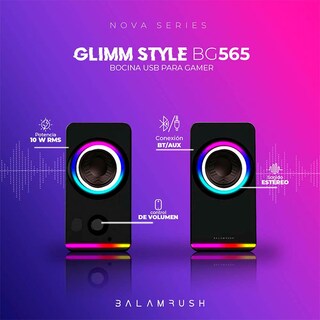 Foto 4 | Foto 4 | Bocina Gamer Balam Rush Glimm Style BG565 Led Bluetooth 3.5mm BR-936996 Negro 2 Piezas
