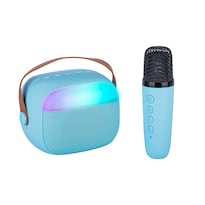 Karaoke Bocina Con Micrófono Rgb 5 Modos De Voz Y Usb Color Azul