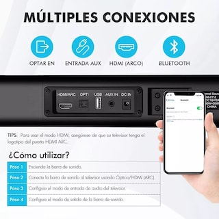 Foto 5 | Foto 5 | Barra de Sonido Cine En Casa Desmontable Bluetooth Negro
