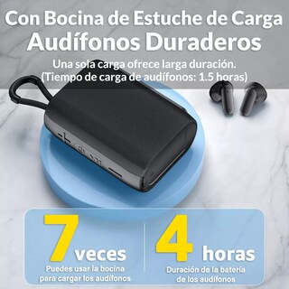 Foto 6 | Foto 6 | Bocina Bluetooth Portátil con Audífonos Inalámbricos Belug Negros
