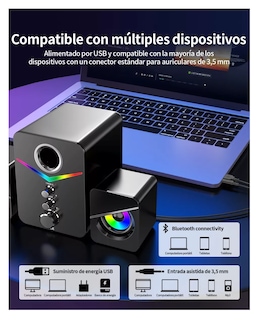 Foto 2 | Foto 2 | Bocinas con Subwoofer y Luces RGB LED para PC/TV en Negro
