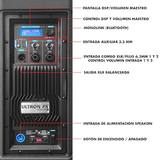 Foto 4 | Foto 4 | Bafle Profesional Steelpro Bi-Amplificado 15 Bluetooth/DSP