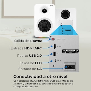 Foto 4 | Foto 4 | Bocinas Acteck Dynamic Exact R Bs700 Inalámbrico Sonido 2.0 Bluetooth 5.3 50w Rms Iluminacion Rgb Blanco