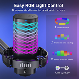 Foto 3 | Foto 3 | Micrófono Usb Uhuru Um2s Gaming Para Pc Con Podcast Rgb Ps4/5 - Venta Internacional.