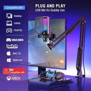 Foto 6 | Foto 6 | Micrófono De Condensador Usb Para Juegos Fifine A6t Con Boom Arm Rgb - Venta Internacional.