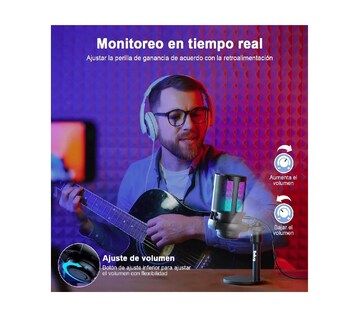 Foto 5 | Foto 5 | Micrófonos Belug Usb Rgb Condensador Cardioide Para Pc / Tel Gamer Negro