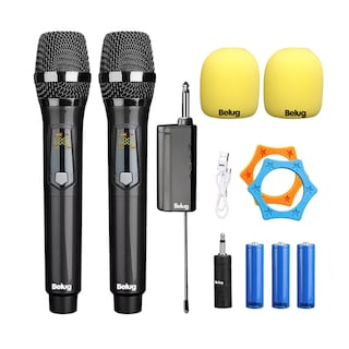 Foto 1 | Foto 1 | Micrófono Inalámbrico Profesional Karaoke Kit 2 Pcs Universal, Color Negro Belug