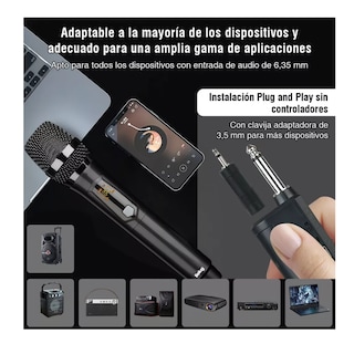 Foto 2 | Foto 2 | Micrófono Inalámbrico Profesional Karaoke Kit 2 Pcs Universal, Color Negro Belug