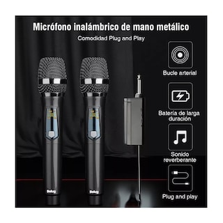 Foto 3 | Foto 3 | Micrófono Inalámbrico Profesional Karaoke Kit 2 Pcs Universal, Color Negro Belug