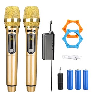 Foto 1 | Foto 1 | Micrófono Inalámbrico Profesional Karaoke Kit 2 Pcs Universal, Belug Color Oro