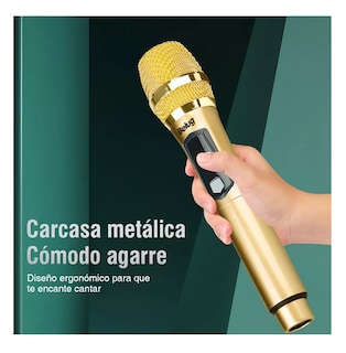 Foto 4 | Foto 4 | Micrófono Inalámbrico Profesional Karaoke Kit 2 Pcs Universal, Belug Color Oro