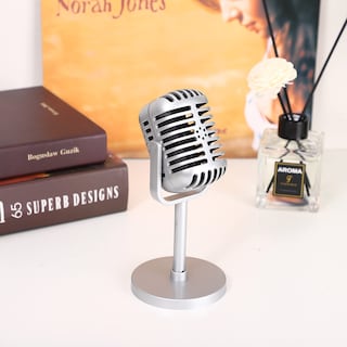 Foto 5 | Foto 5 | Soporte Para Micrófono Facmogu De Estilo Retro Clásico Con Soporte Plateado - Venta Internacional.