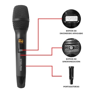 Foto 5 | Foto 5 | Set Profesional 2 Micrófonos Inalámbricos Uhf 70m Steelpro Color Negro