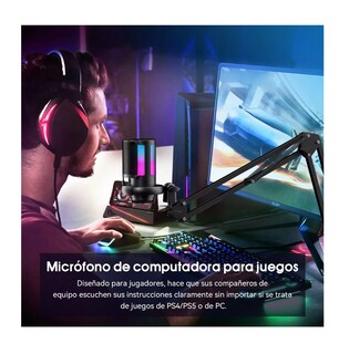 Foto 5 | Foto 5 | Micrófono Condensador Rgb Gamer Usb Para Pc Podcast Audio Negro