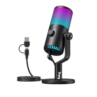 Foto 1 | Foto 1 | Micrófono Gamer Condensador Usb Podcast Pc Dm30 Rgb Belug Negro