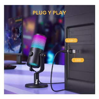 Foto 3 | Foto 3 | Micrófono Gamer Condensador Usb Podcast Pc Dm30 Rgb Belug Negro