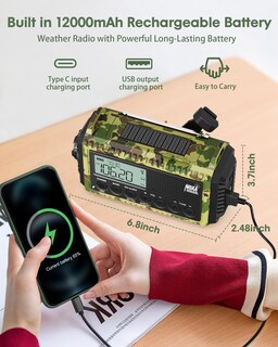 Foto 2 | Foto 2 | Radio De Emergencia Roxicosly Con Manivela De 1200 Mah Con Linterna - Venta Internacional.