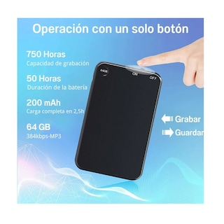 Foto 2 | Foto 2 | Mini Grabadora de Voz Eo Safe Imports Esi-2967 color Negro 64 GB Telele Grabadora Activada por Voz