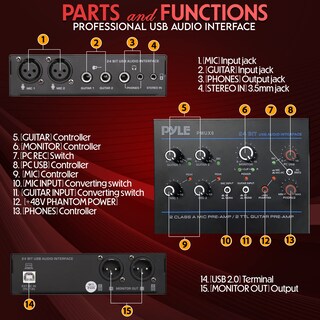Foto 2 | Foto 2 | Interfaz De Audio Usb Pyle Pmux6 Con Entradas De Micrófono/guitarra/aux - Venta Internacional.