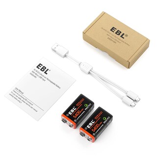 Foto 6 | Foto 6 | Baterías De Litio Recargables De 9 V Ebl 5400 Mwh Usb (paquete De 2) - Venta Internacional.